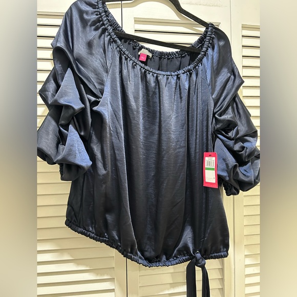 Elegant Navy Off-Shoulder Top - Picture 4 of 6